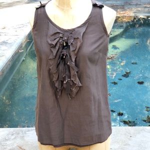 J.Crew Embellished Brown Ruffle Top